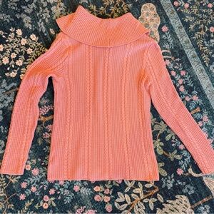 JEANNE PIERRE Coral Cable Knit Turtleneck Sweater Size Small